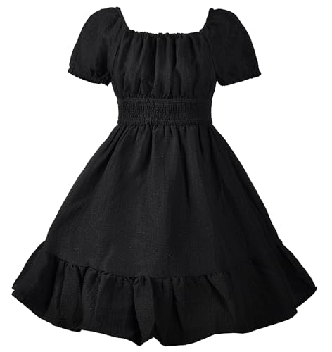 Uhnice Girls Summer Casual Dress Bow Tie Back Dresses Off Shoulder Ruffled Hem2