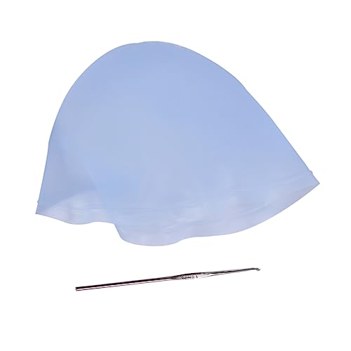 VALICLUD sombrero de ganchillo resaltador resaltar tapa con aguja kit de resaltado tapa de reflejos kit de mechas para el cabello herramienta de teñido de color gorra de pelo de salón Azul