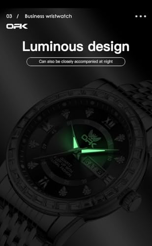 Image of OPK Watches for Men Diamond Roman Analog Mens Watches Waterproof Large Stainless Steel Men Wrist Watch Business Father Gift Watch Blue