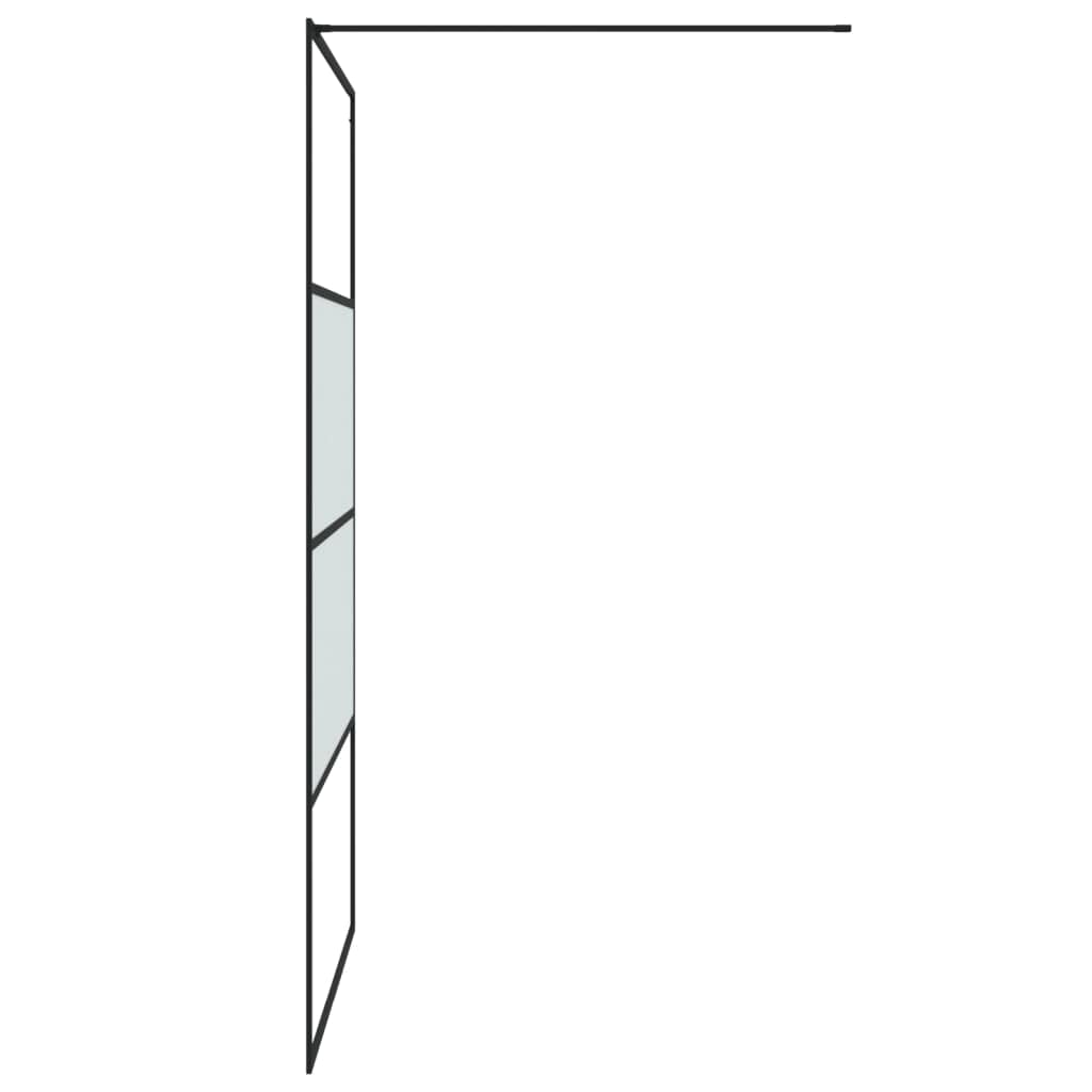 Mampara de ducha de cristal templado negro 115 x 195 cm, mampara de ducha con marco de aluminio y barra de apoyo, resistente a salpicaduras para baño y nicho