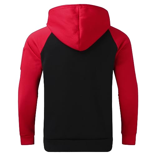 Ymosrh Men's Hooded Sweatshirts Color Block Long Sleeve Casual Workout Pullover Hoodies with Pocket, M-2XL2