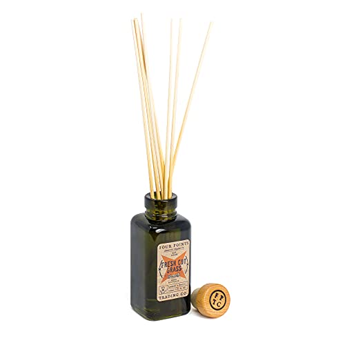 Four Points Trading Co. Fresh Cut Grass Diffuser Set - Fall Decor - Scent Infuser & Essential Oil Diffuser for Large Room, Home, or Bathroom - Smell Goods for House - Fall Gifts for Women - 3.4oz