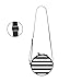 Women Round Crossbody Bag White Black Stripe Small Circle Bag Handbag
