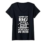 donna i ll be a big sister baby girl annuncio calcio maglietta con collo a v