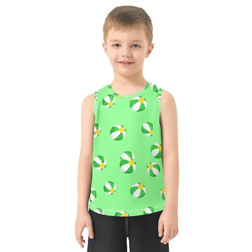 Striped Beach Ball Green Boys Tank Tops Toddler Sleeveless Tank Top Undershirts for Boy,3T2