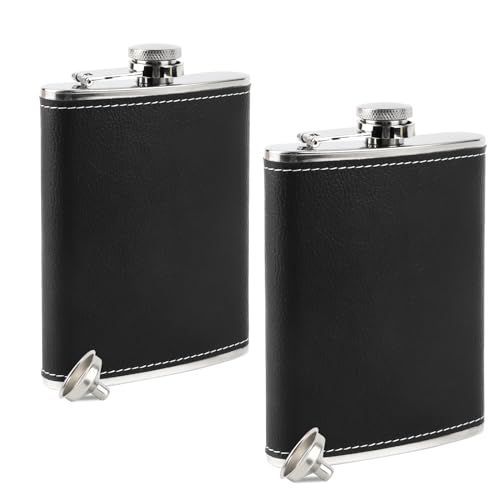 Fiaschetta Da Liquori In Acciaio Inox 304 Con Pelle PU | Capacità 230 Ml A Prova Di Perdite | Regalo Originale Con Rosa Dei Venti