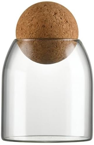 Spherical Cork-Sealed Storage Tank,500ML/16Oz Clear Glass Storage Cute Canister Holder