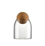 Spherical Cork-Sealed Storage Tank,500ML/16Oz Clear Glass Storage Cute Canister Holder Ball Wood Cork Top,Cylinder Container Jar for Coffee,Spice,Candy Cool Terrarium Bottle,Storage and Organization