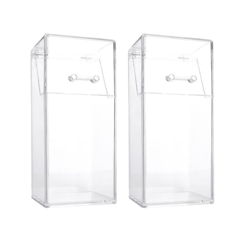 DOITOOL 2PCS Acrylic Makeup Brush Holder with Lid, Clear Makeup Brush Holder Organizer Cosmetic Storage Box for Vanity Desktop Bathroom Countertop