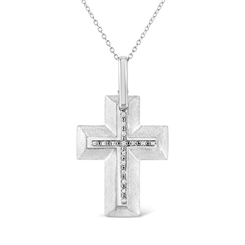 Haus of Brilliance .925 Sterling Silver Prong-Set Diamond Accent Bold Cross 18" Pendant Necklace (I-J Color, I1-I2 Clarity)