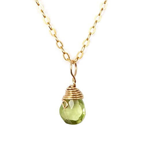 Raw Peridot Necklace - Green Peridot Charm - August Birthstone Jewelry - Gold Charm Necklace - 18 inch Gold Chain - Gift for Women - Gift Box - Motherâ€™s Day Gift