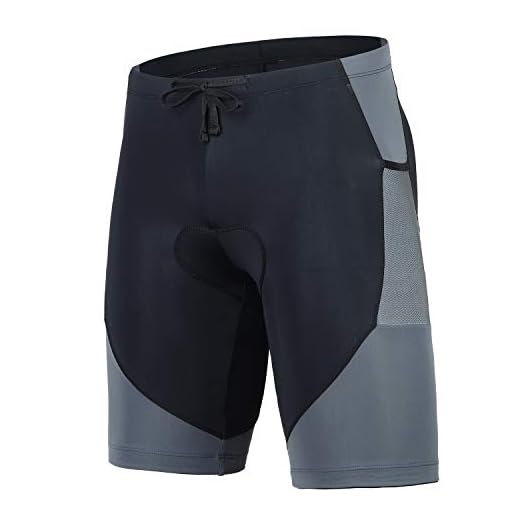 beroy Men Triathlon Shorts,Tri Shorts with Two Pockets,Running Shorts for Boy(L Grey)