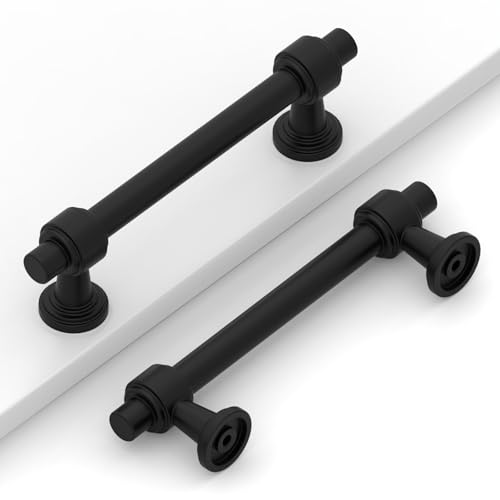 Image of 10 Pack 3.75 inch(96mm) Matte Black Cabinet Pulls Kitchen Cabinet Handles Black Cabinet Hardware Drawer Pulls for Cupboard CK0081