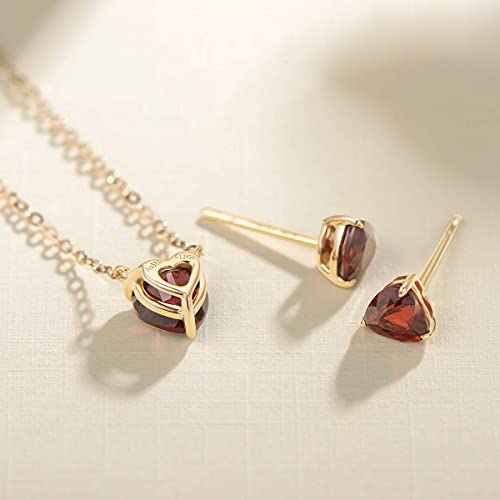 Fancime Natural Garnet Earrings 14K Solid Yellow Gold Stud Earrings Genuine Garnet Prong Cluster Stud Earrings Fine January Birthstone Jewelry For Her Mom Women Girlfriend Wife #TOP3