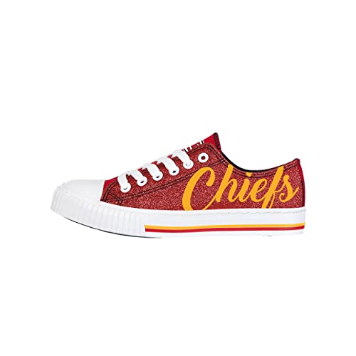 Image of FOCO Womens NFL Team Logo Ladies Fashion Color Glitter Low Top Canvas Sneakers Shoes