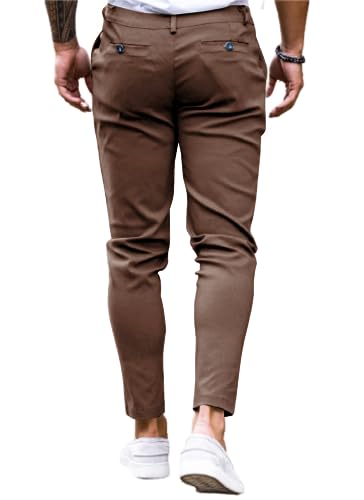 Image of Mens Chinos Slim Fit Pants Stretch Tapered Dress Pant Casual Trousers