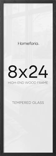 Image of Homeforia 8x24 Black Oak Panoramic Picture Frame, High-End Wood, Glass | High End Solid Oak Wood, Tempered Glass, 8x24 Edge-to-Edge Display 24x8, Wall Kit, Set Of 2