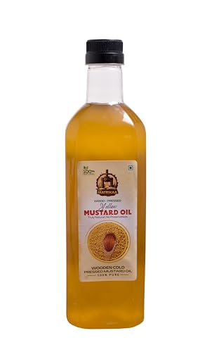 Image of SARV MATRIKAA Wood-Pressed Yellow Mustard Oil -1 Litre| 100% Natural & Cold Pressed | Pure, Unrefined & Chemical-Free | Edible Grade for Cooking, Skin & Hair