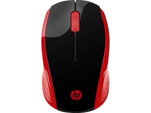 Mouse sem Fio HP 200 Oman - com Sensor Óptico de até 1000 DPI, Ambidestro, Conexão Wireless com Receptor Nano de 2.4GHz e até 10 m de Distância, Vermelho (2HU82AA)