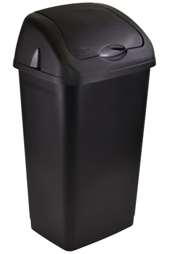 Easy Shopping® 60 Litres Heavy Duty Premium Plastic BLACK Swing Bin for Home and Kitchen Rubbish Waste (1)