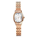 JewelryWe Reloj Pequeño Ovalado Mujer: Reloj de Pulsera de Cuarzo Analógico Clásico Vintage Correa de Acero Inoxidable Escala de Números Romanos Casual Negocios - para Regalos