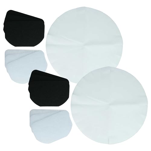 vhbw 6x filtro carbón activo, 6x filtro antigrasa, 12x filtro papel reemplaza DeLonghi 5525102200 para freidora - Set de filtro de 24 uds.