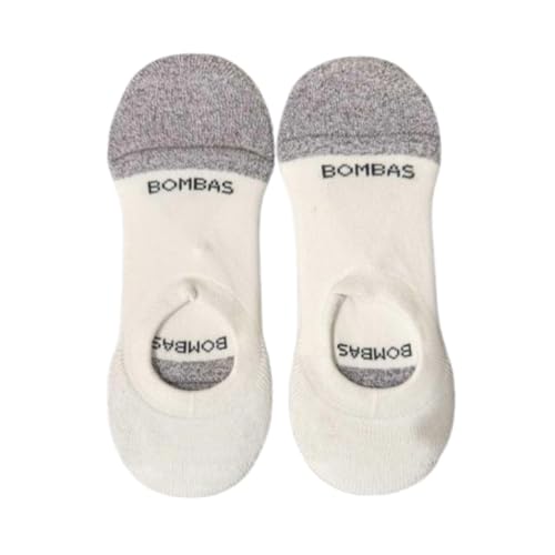 2 PACK Bombas Womens Cushioned No Show Socks,(White,Medium)