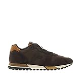 sneakers in suede, imbottitura tallone in nabuk a contrasto di colore, inserti in tessuto tecnico, H laterale in gros grain, impunture a vista, fodera in spugna di cotone, fussbett interno removibile rialzo 2 cm, suola in gomma con inserti in porox, indicazioni di cura e mantenimento incluse, custodia in tessuto inclusa, made in Italy