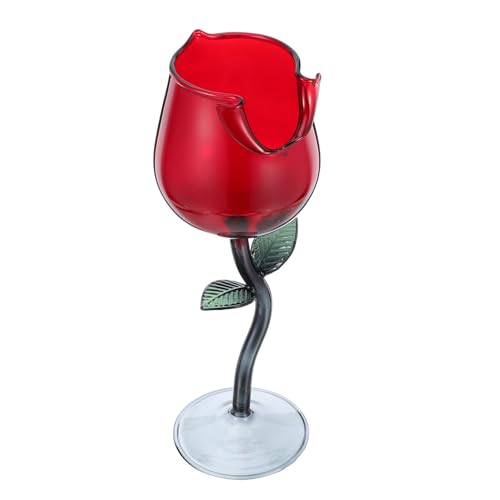 LOPUNER 5.07oz Bicchiere Di Vetro Decorativo a Forma Di Fiore Bicchiere Da Cocktail Elegante Per Cene Di Feste Anniversari