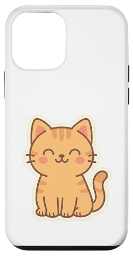 ハッピーカワイイ猫イラスト。かわいい動物アート。 スマホケース iPhone 12 mini 用