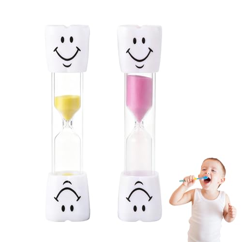 2 Stück Sanduhren Set für Kinder,Sanduhr Zähneputzen Kinder,Zahnputzuhr 3 Minuten,Hourglass,Zahnputz Timer,Zähneputzen Uhr,Sanduhren Kleinkinder,Mini Tooth Zeitmesser für Teeuhr,Spiele (Gelb Rosa)