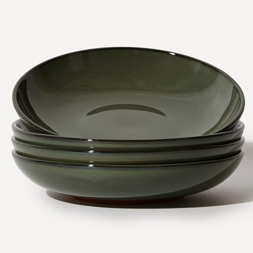 Image of 8.75'' Ceramic Pasta Bowls Set of 4, Salad Bowls Pasta Serving Bowls | 32Oz Versatile Serving Bowls for Pasta, Salad, Fruit & Noodles, Soup Bowls Sets, Stoneware Pasta Plates, Blackish Green