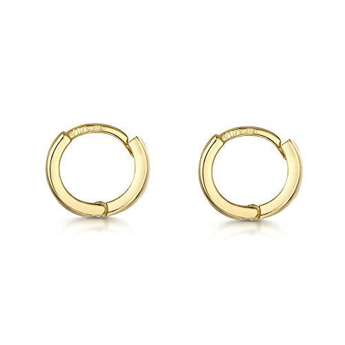 Amberta® 925 Plata De Ley Pendiente De Aro Fino Con Cierre De Bisagra – Placcato Oro 18K – Pendientes De Aro Tipo Criolla – Diámetro: 10mm