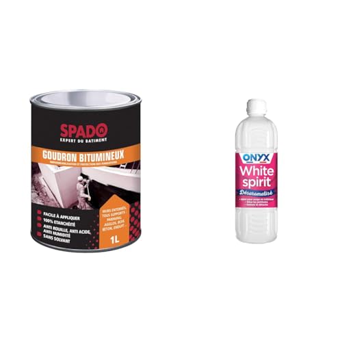 SPADO Goudron Bitumineux 1L & Onyx - White Spirit Désaromatisé - Solvant Diluant Peintures et Vernis - Produit Nettoyant Décapant Peinture - Fabrication Française - 1L