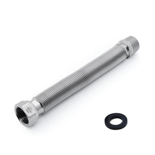 VANCOCO Tuyau Flexible Ondule en Acier Inoxydable de 3/4 20/27 - Longueur Réglable de 200 à 400 mm - Tuyau de Raccordement Universel en Acier Inoxydable