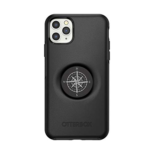 Otter + Pop for iPhone 11 Pro Max: OtterBox Symmetry Series Case with PopSockets Phone Grip and Phone Stand, PopGrip, Collapsible, Swappable Top, Black and Compass