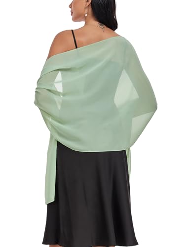 Vickorpen Shawls and Wraps Soft Chiffon Scarve Scarf For Evening Party Dresses Wedding Stole(Light Green one size)