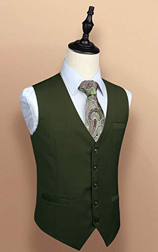 Image of Enlision Men's Suit Vest Business Formal Dress Waistcoat Solid Color Vest for Suit or Tuxedo