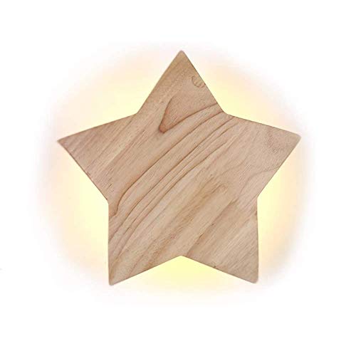 LED Bois Étoile Lampe Murale Moderne Créatif Dessin animé Applique murale Veilleuse Lampes de chevet pour Bébé Les enfants Chambre Salon Salle Escaliers Décoration Plafonnier Lumière chaude Ø19cm