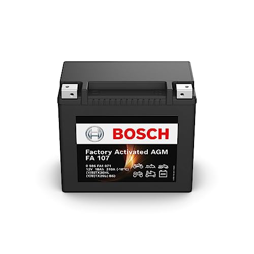 Bosch FA107 - Batería para Motocicletas AGM - 12V 310A 18Ah - Adecuada para motocicletas, motos de enduro, scooters, quads, motos de agua - Compatible M6023, BTX20HL, BTX20L-BS, BTX20L