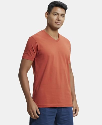 Image of Jockey 2726 Men's Super Combed Cotton Rich Solid V Neck Half Sleeve T-Shirt