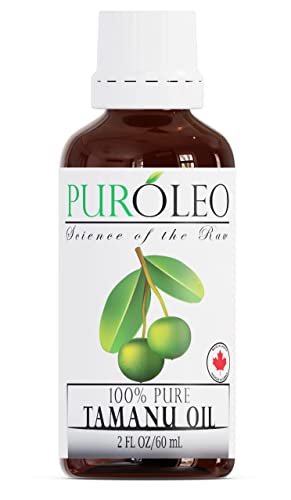 PUROLEO Tamanu Oil 100% Pure Certified 100% (MADE IN CANADA) | Natural Cold Pressed Unrefined Oil for Hair & Face | Premium packaging with Eye Dropper | tamanu oil cold pressed for face skin virgin (2 Fl Oz)