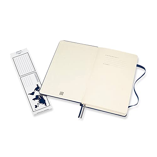 Moleskine Caderno expandido clássico, capa dura, grande (12,7 cm x 21 cm), pautado/forrado, azul saf