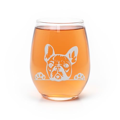 French Bulldog Peeking Paws Stemless Wine Glass – French Bulldog Gift, Dog Gift, Pet Gift, Puppy Gift, French Bulldog Wine Glass
