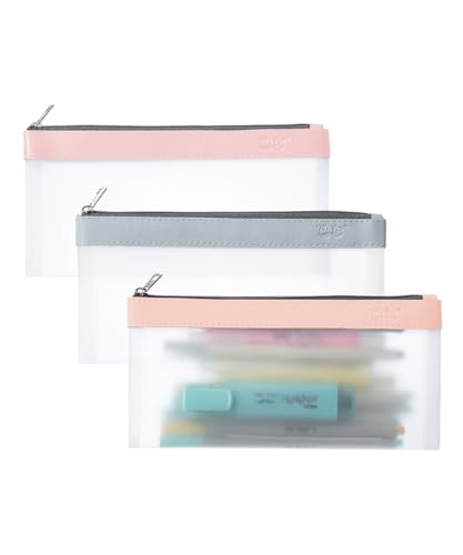 Image of Mr. Pen- Clear Pencil Pouch, 8.50 inchx4.25 inch, 3 Pack, Durable TPU Material | Medium Water-Resistant Pencil Bags with Smooth Zipper, Multipurpose Clear Pouch for Stationery, School, Office