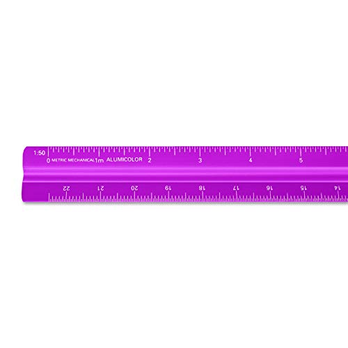 Image of Alumicolor Aluminum Mechanical Metric Solid Drafting Scale, 30 Centimeter, Purple