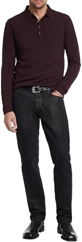 John Varvatos Men's Maleo Long Sleeve Polo, Merlot4