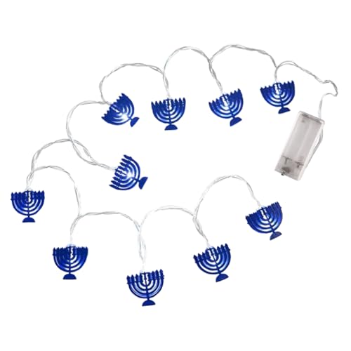 HAMPPLIES Cadena menorah hanukkah lampara mesita wall decoration room decoration lampara de mesita decoraciones de fiesta de cumpleaños decoraciones de fiesta de hannukah hierro forjado Blue