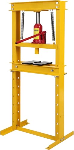12 Tonhydraulic Press, H-Frame Garage Floor & Benchtop Shop Press with 2 Steel Plates, Adjustable Height Work Table, for Bearings, Gears, Bushings, Automotive Repair, Metalworking