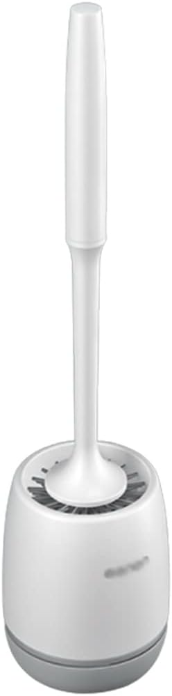 Convenient Silicone Toilet Brush with Holder，Bathroom Toilet Bowl Brush Set，Toilet Scrub Brush with Solid Handl，Wall Mounted/Floor Standing House Use (Color : Gray)